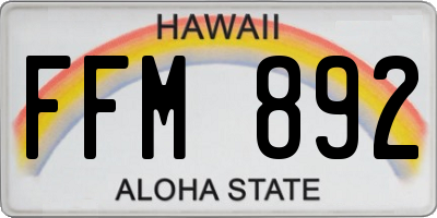 HI license plate FFM892