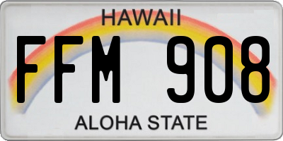 HI license plate FFM908