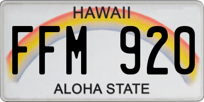 HI license plate FFM920