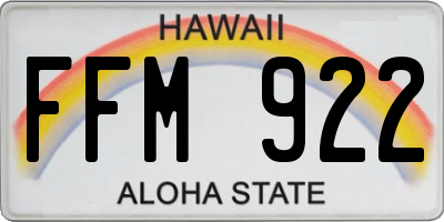 HI license plate FFM922