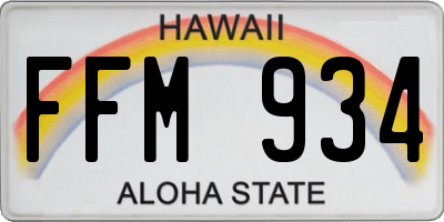 HI license plate FFM934
