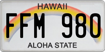 HI license plate FFM980