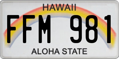 HI license plate FFM981