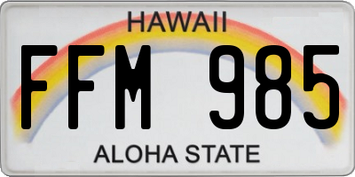 HI license plate FFM985