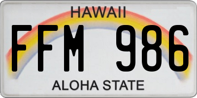 HI license plate FFM986