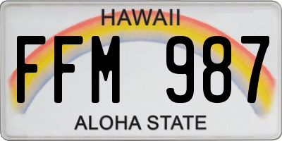 HI license plate FFM987