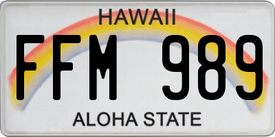 HI license plate FFM989
