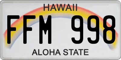 HI license plate FFM998