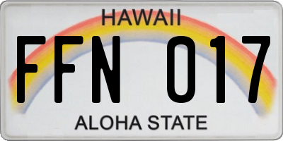 HI license plate FFN017