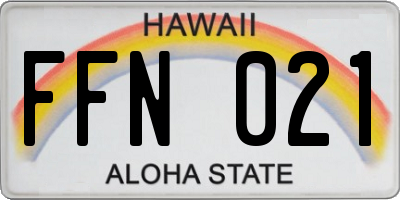 HI license plate FFN021