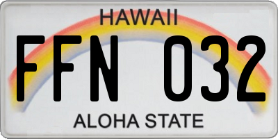 HI license plate FFN032
