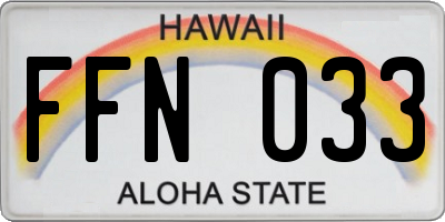 HI license plate FFN033