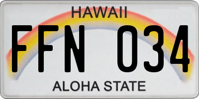 HI license plate FFN034