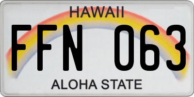 HI license plate FFN063