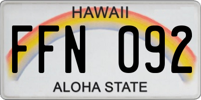 HI license plate FFN092