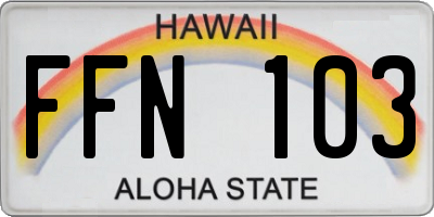 HI license plate FFN103