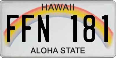 HI license plate FFN181