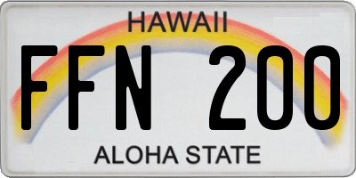 HI license plate FFN200
