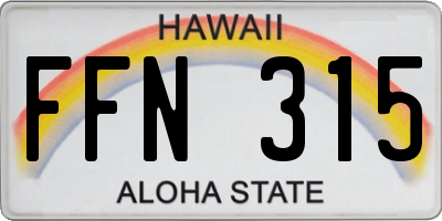 HI license plate FFN315