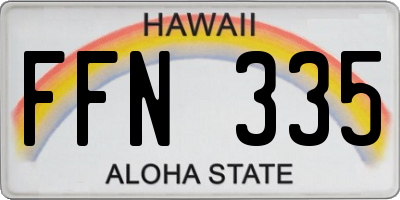 HI license plate FFN335