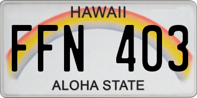 HI license plate FFN403