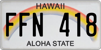 HI license plate FFN418