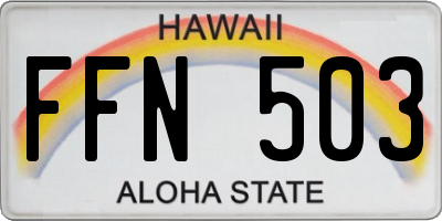 HI license plate FFN503