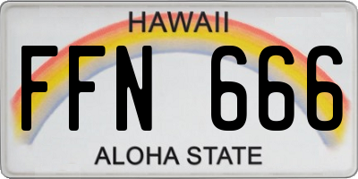 HI license plate FFN666