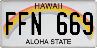 HI license plate FFN669