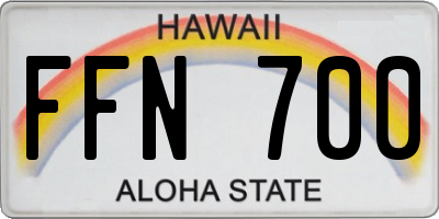 HI license plate FFN700