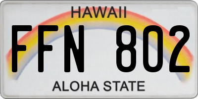 HI license plate FFN802