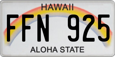 HI license plate FFN925
