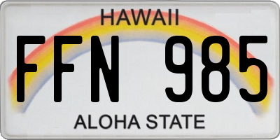 HI license plate FFN985
