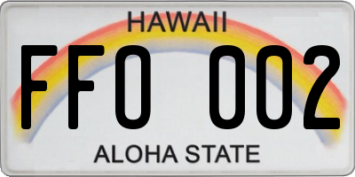 HI license plate FFO002