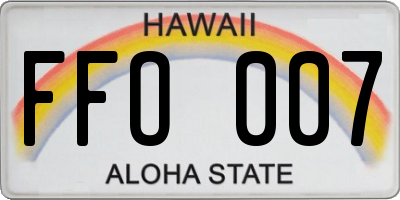 HI license plate FFO007