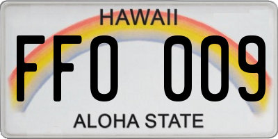 HI license plate FFO009