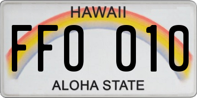 HI license plate FFO010