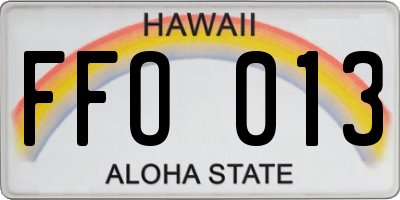 HI license plate FFO013