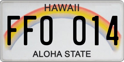 HI license plate FFO014