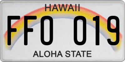 HI license plate FFO019
