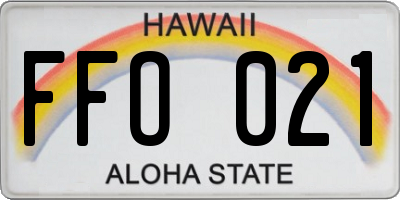 HI license plate FFO021