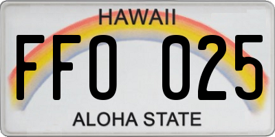 HI license plate FFO025