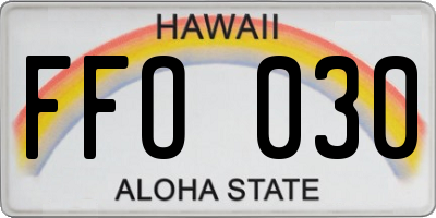 HI license plate FFO030