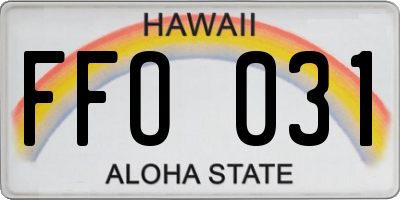 HI license plate FFO031