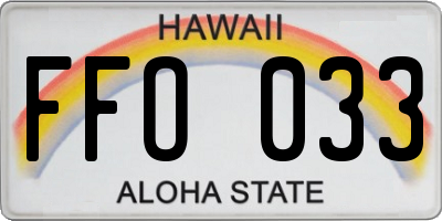HI license plate FFO033