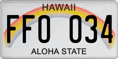 HI license plate FFO034