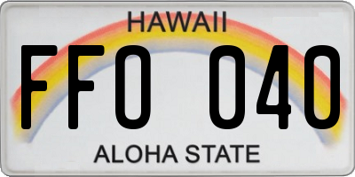 HI license plate FFO040