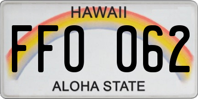HI license plate FFO062
