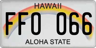 HI license plate FFO066