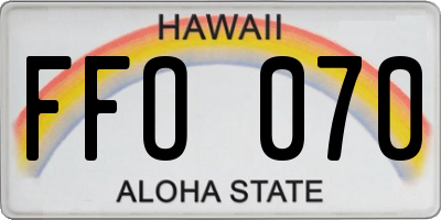 HI license plate FFO070